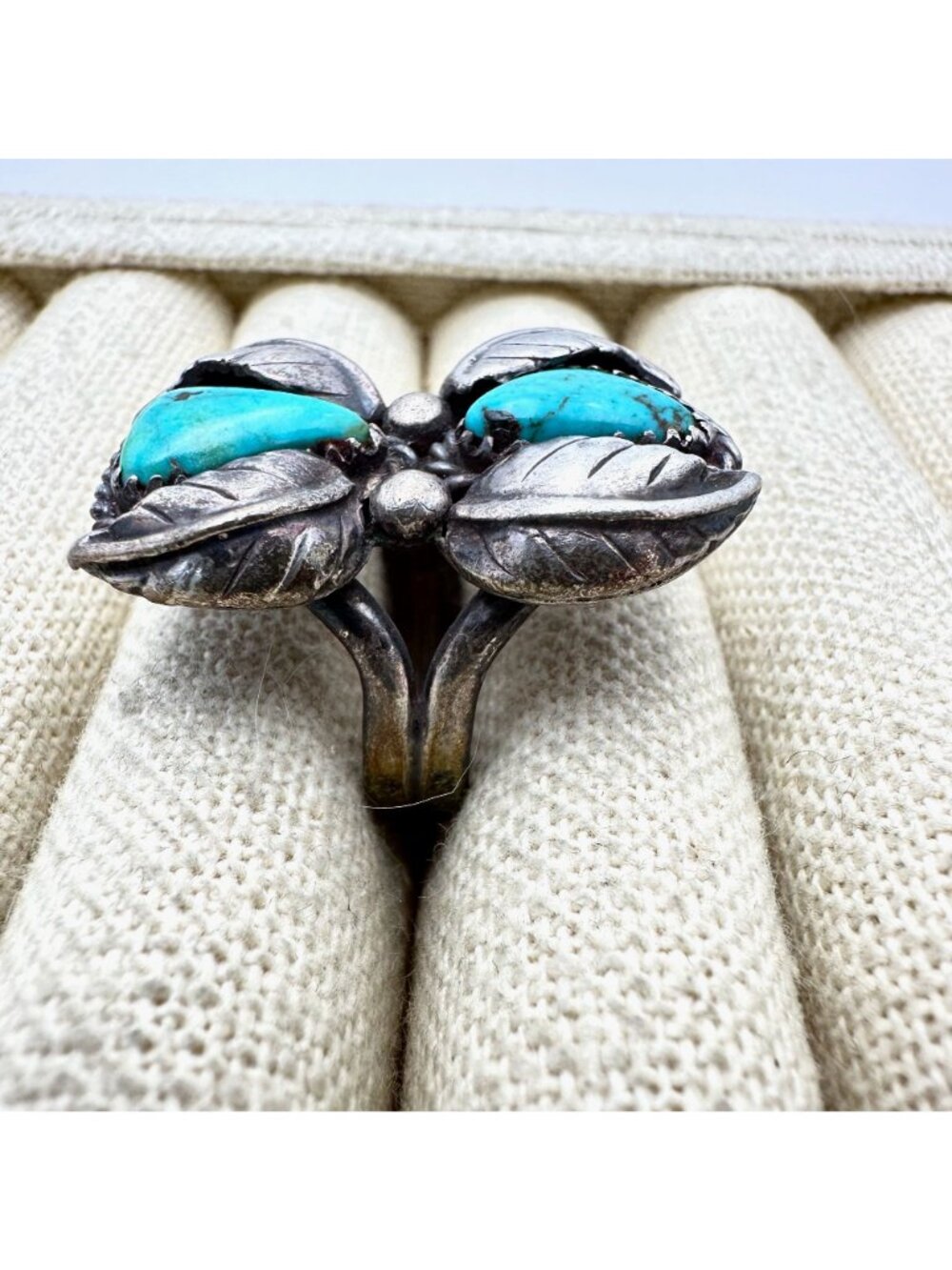 Vintage Native American Hallmarked RA Turquoise Sterling Silver Ring Size 9.5 - Picture 3 of 12